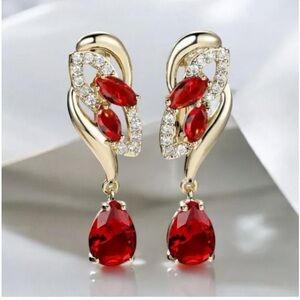 Romantic Crystal Dangle Earrings Water Cut Zirconia Women Birthstone Party